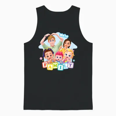 Kids Bebefinn We Are a Family, J'adore Brody Finn and Bora Kids T-Shirt, Blue, 2 Unisex Tank Top - Black