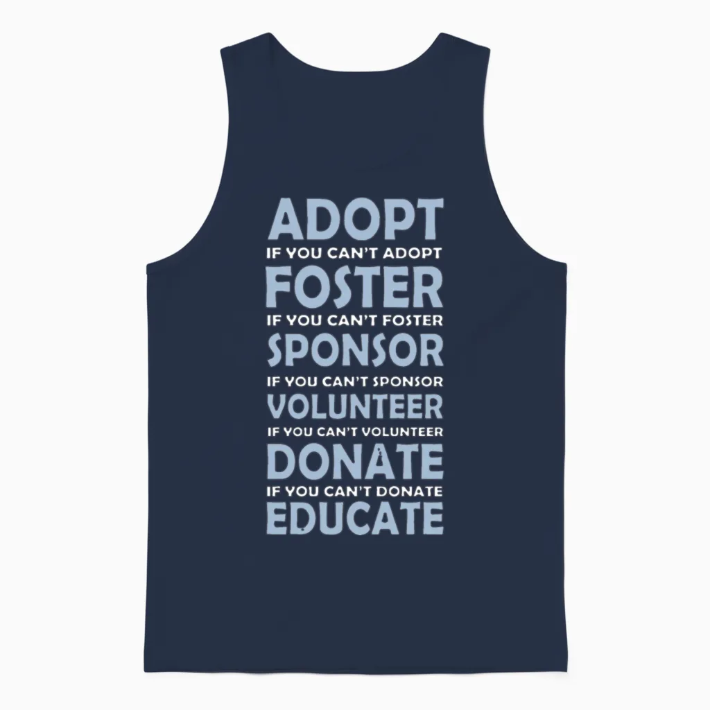 Adopt Rescue Animals Cute Unisex Tank Top in Navy