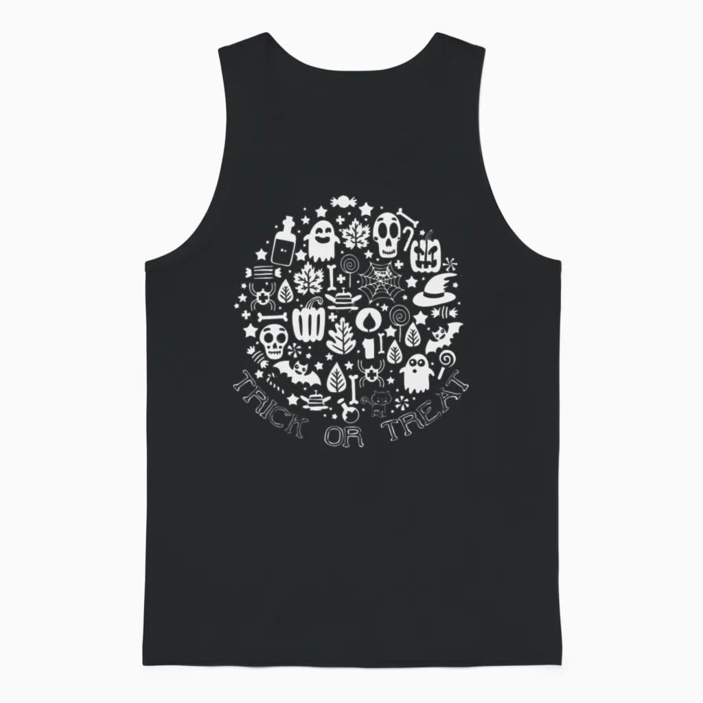 Retro Trick or Treat Haloween Unisex Tank Top - Black