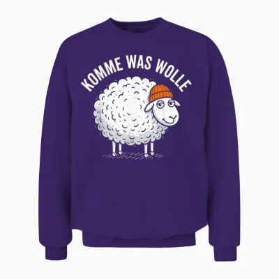 Komme Was Wolle Funny Sheep German Humor Animal Pun Unisex Sweatshirt - Purple