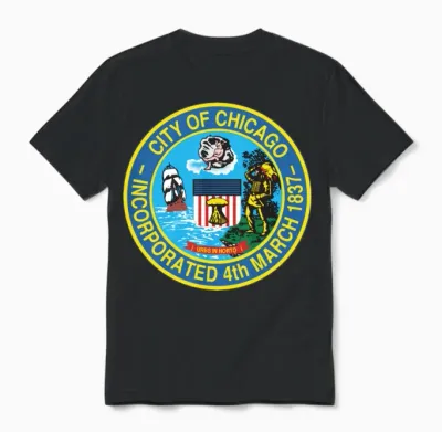 Seal of Chicago, Illinois Unisex T-Shirt - Black
