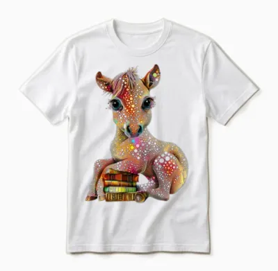 Literary Foal: a Pointillism Tale of Wisdom Unisex T-Shirt - White
