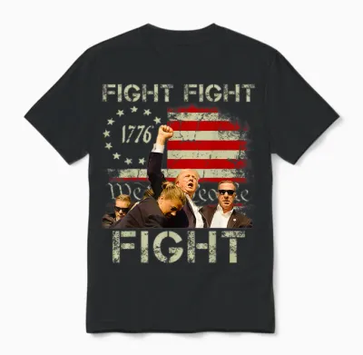 Trump Fight Fight Fight Trump Signals to Americans to Fight Unisex T-Shirt - Black