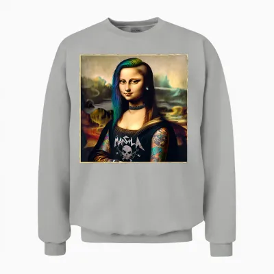Graphic Design Metalcore Mona Lisa Bold Deathcore Vocalist T-Shirt, Black, S Unisex Sweatshirt - Ash