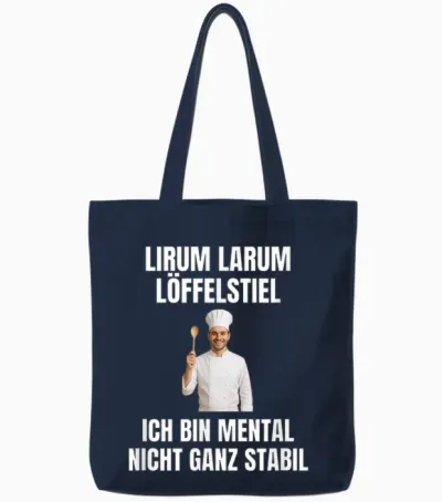 Lirium Larum Spoon Handle I Am Mental Not Very Stable Tote Bags - Navy