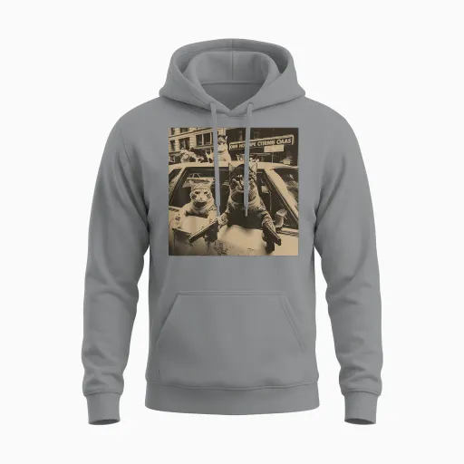 Funny Cat Gang Meme Street Sarcastic Vintage Unisex Hoodie - Sport Grey