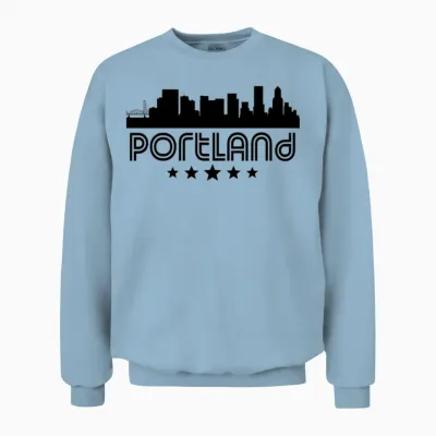 Retro Portland Skyline Unisex Sweatshirt - Light Blue