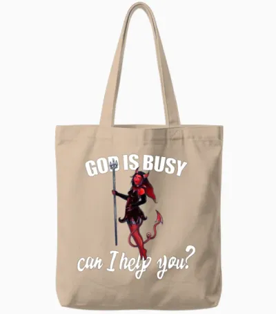 God Is Busy Can I Help You? Tote Bags - Natural