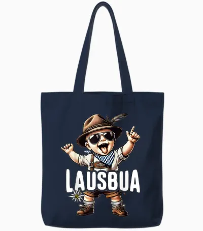 Lausbua T-Shirt Children's Costume Shirt Men's Boys Costume T-Shirt, Black, S Tote Bags - Navy