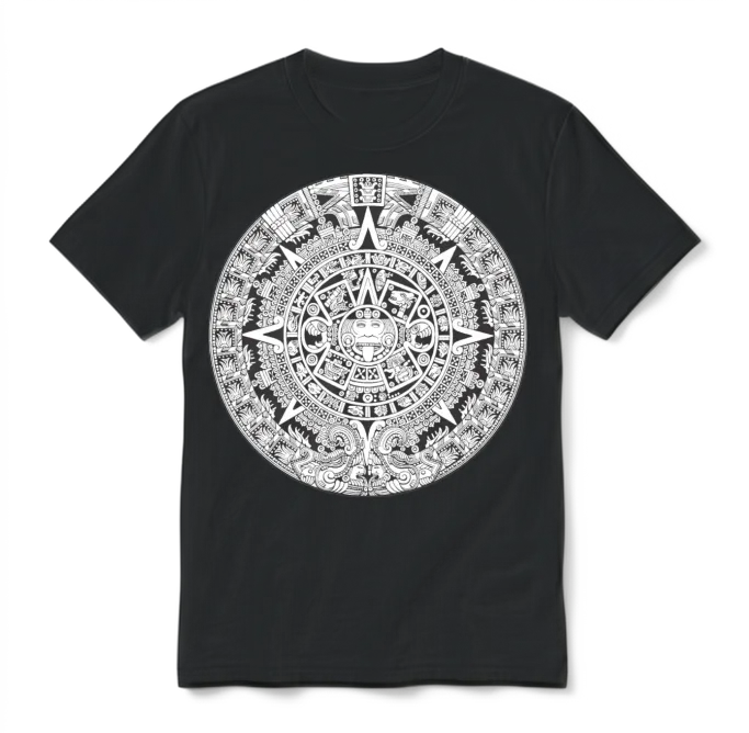 Aztec Mayan Calendar Unisex T-Shirt - Black