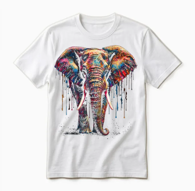 Elefant Kunst - Tier Bunt Zoo Elefant Unisex T-Shirt in White