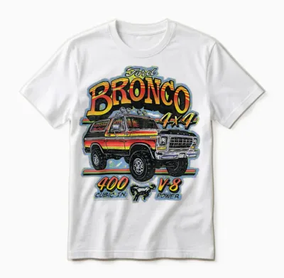 Ford Bronco 4x4 V-8 Power 400 Kubikzoll Mit Pony-Logo Unisex T-Shirt - White
