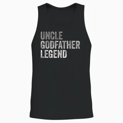 Funny Uncle Godparent Hero Message Uncle Godfather Legend for a Favorite Uncle Family Baptism T-Shirt - Black, Small, Short Sleeve, Classic Fit, Round Neck, Retro, Vintage Style - Men's Casual Unisex Tank Top - Black
