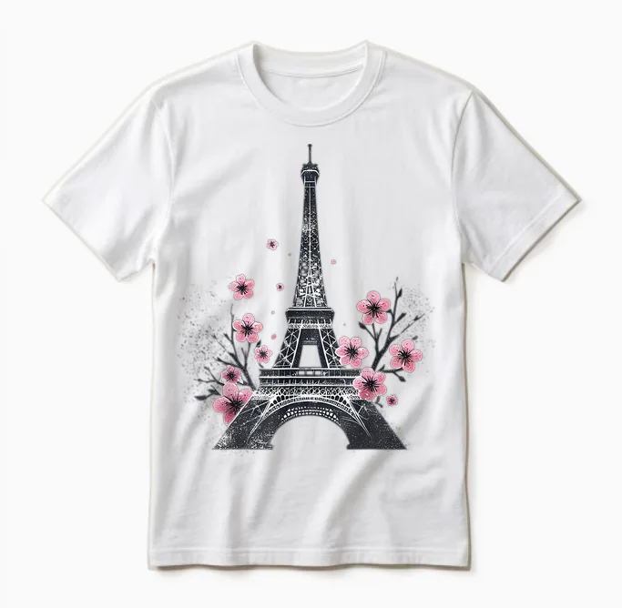Eiffel Tower Unisex T-Shirt in White