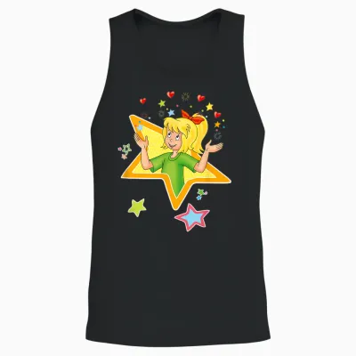Bibi Blocksberg - Star with Heart T-Shirt, Blue Unisex Tank Top - Black