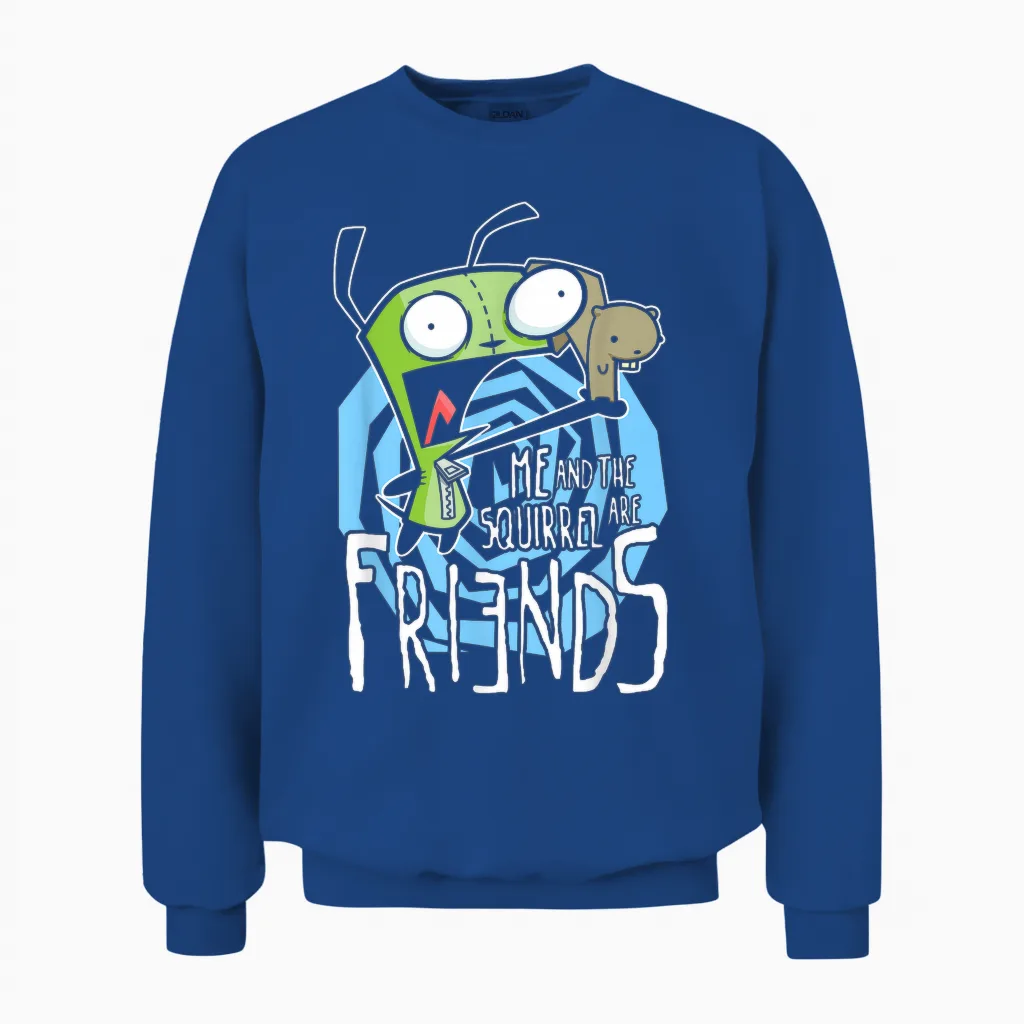 Invader Zim G.i.r Me and the Squirrel Are Friends Funny Logo Unisex Sweatshirt in Royal