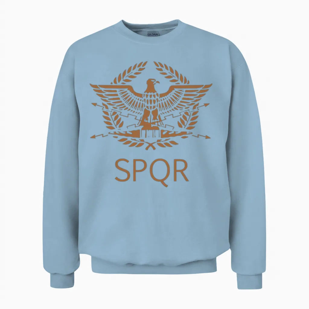 Spqr Roman Eagle Wildlife Gift Unisex Sweatshirt in Light Blue