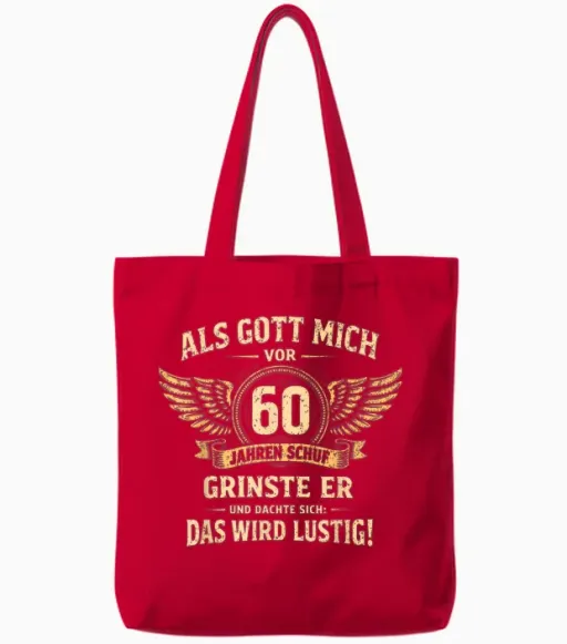 60th Birthday Man Woman 60 Years Decoration 1966 Gift Funny Tote Bags - Red