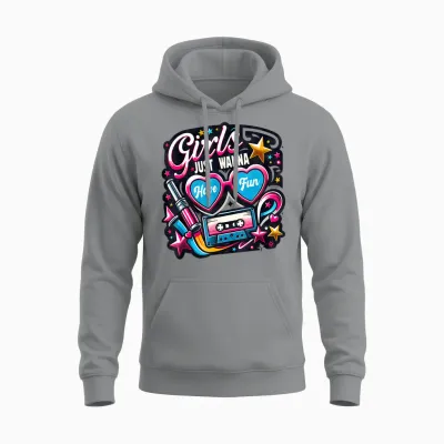 Girls Just Wanna Have Fun Retro 80er Jahre Musik Party Design Unisex Hoodie - Sport Grey