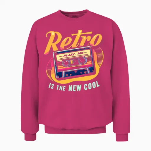 Retro Cool Cassette Unisex Sweatshirt in Heliconia