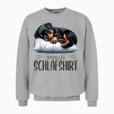 Pyjamas Official Sleep Shirt Cute Dog Rottweiler T-Shirt, Gray Unisex Sweatshirt - Ash