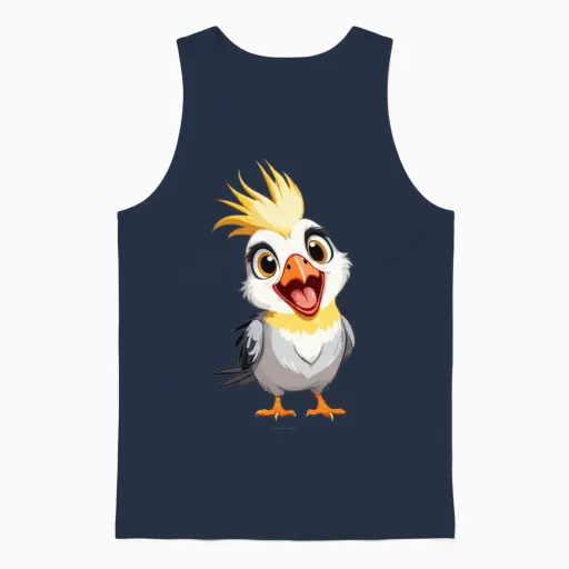 Funny Cockatiel Unisex Tank Top in Navy