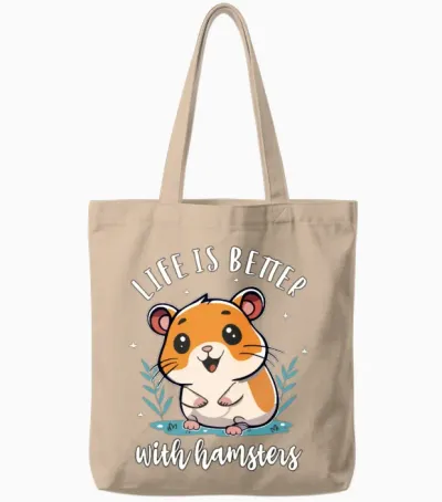 Hamsters Cute and Funny Tote Bags - Natural