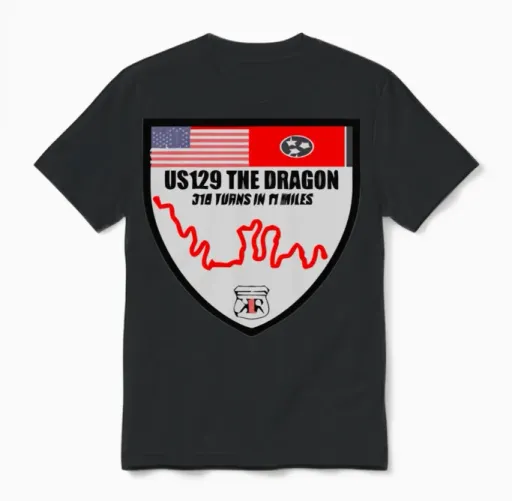 Us129 the Dragon Tail of Deals Gap Shield 2sided Unisex T-Shirt in Black