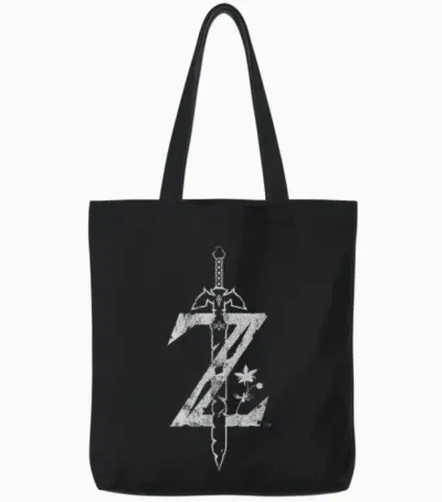 Zelda Breath of the Wild Logo Tote Bags - Black