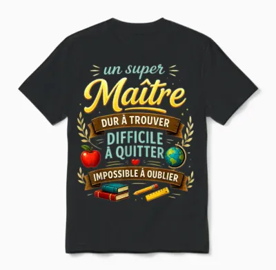 Cadeau Un Super Maître D'école Fin D'année Original Humour Unisex T-Shirt - Black