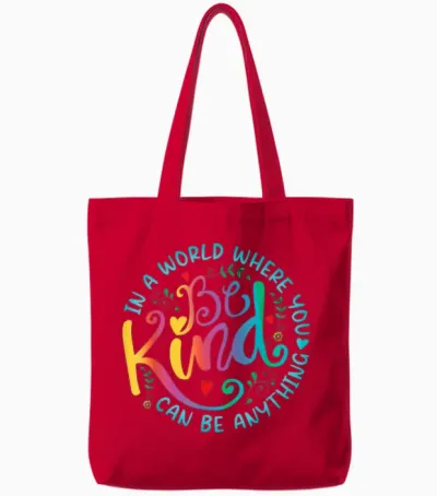Be Kind Positive Quote Choose Kindness Floral Men Women Tote Bags - Red