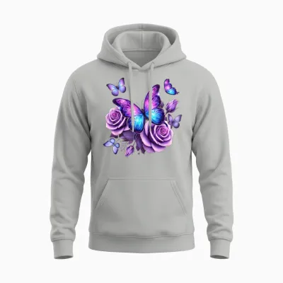 Beautiful Butterfly Purple Pink Butterfly Lovers Gifts Women Unisex Hoodie - Ash
