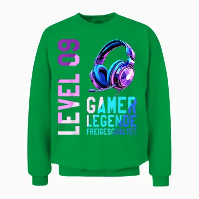 9. Geburtstag Junge Mädchen Gaming Level 9 Jahre Unisex Sweatshirt - Irish Green