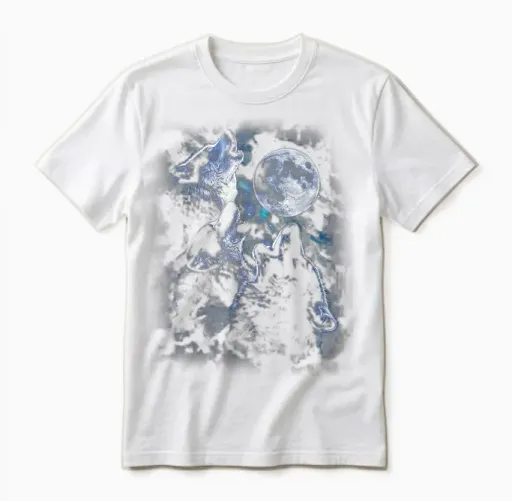 Howling at the Moon Wolf Pack Starry Wildlife Wolves Lovers Unisex T-Shirt in White