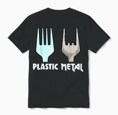 Plastic Fork Metal Funny Heavy Metal Music Metalhead Humor T-Shirt, Black, S Unisex T-Shirt - Black