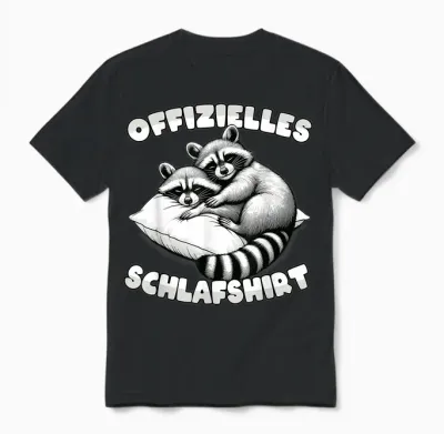 Official Sleepshirt Raccoon Pyjamas Sleep Funny T-Shirt, Black Unisex T-Shirt - Black