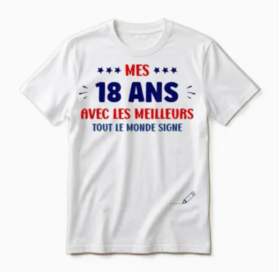 Humour 18 Years to Sign Birthday Signature 18 Years T-Shirt, White, S Unisex T-Shirt - White