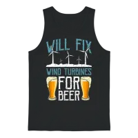 Wind Turbine Tech Will Fix Wind Turbines Windmill Unisex Tank Top - Black – 1