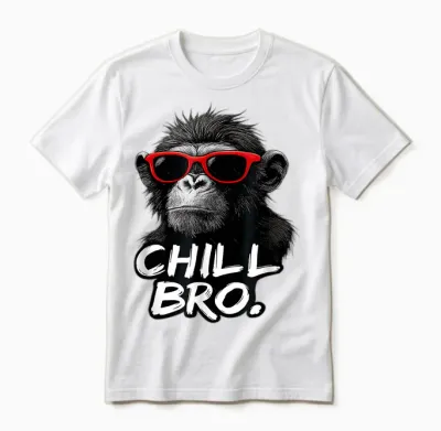 Chill Bro Cool Monkey with Sunglasses Funny Saying Gamer Unisex T-Shirt - White