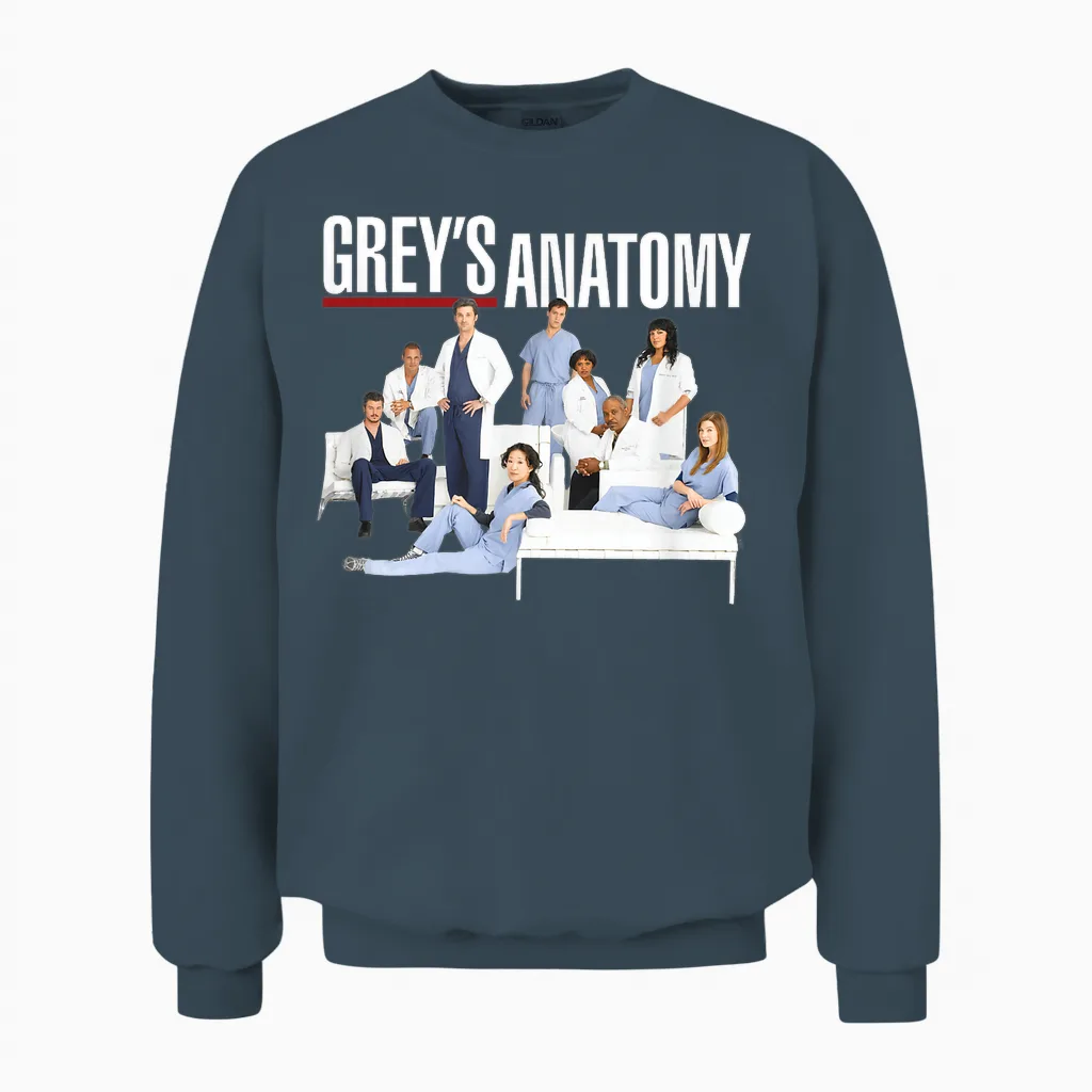 Grey's Anatomy Group with Logo Unisex Sweatshirt in Dark Heather