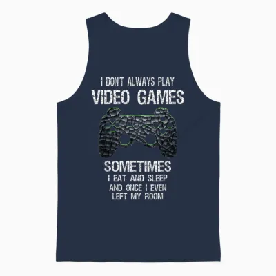Funny Gamer Video Games Boys Teens T-Shirt - Classic Fit, Black, Cotton Blend Unisex Tank Top - Navy