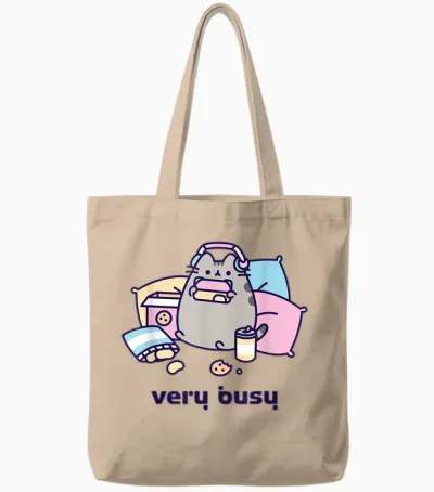Pusheen Very Busy Gaming Tote Bags - Natural