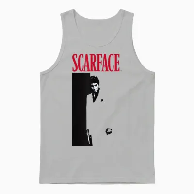 Original Scarface T-Shirt Movie Poster, White, S Unisex Tank Top - Ash