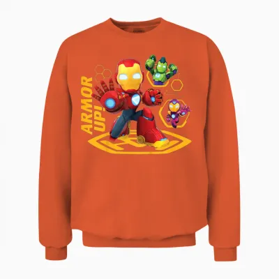 Marvel Iron Man and His Awesome Friends Tony & Team Armor Up Unisex Sweatshirt - Orange