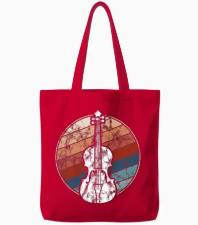 Violin in Retro Style Tote Bags - Red