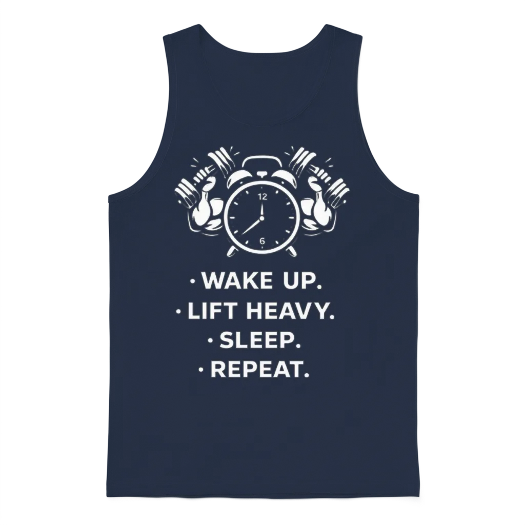 Wake Up Lift Heavy Sleep Repeat. Unisex Tank Top - Navy