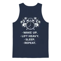 Wake Up Lift Heavy Sleep Repeat. Unisex Tank Top - Navy – 1