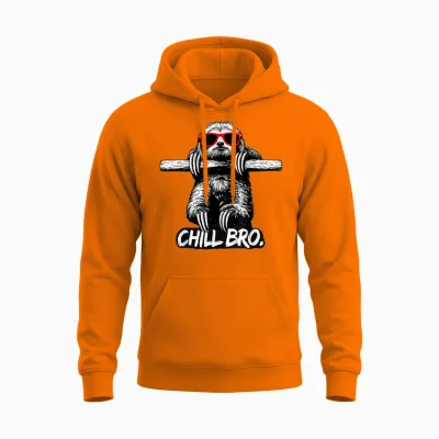 Lustiges Chill Bro Faultier Mit Sonnenbrille Unisex Hoodie - Safety Orange