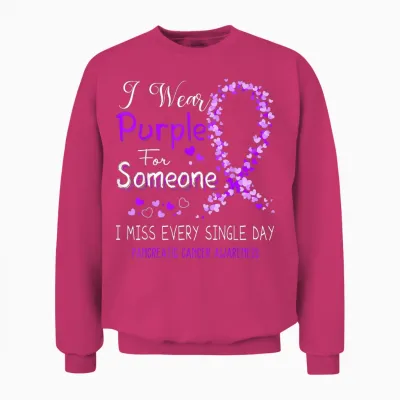 I Wear Purple for Someone Pancreatic Cancer Awareness Unisex Sweatshirt - Heliconia
