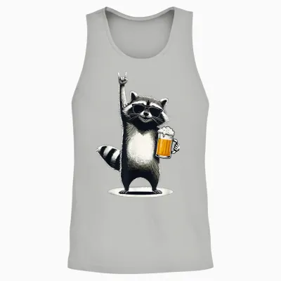 Raccoon Rock on Beer Bar Kneipentour Und Trinkt Lustiges Bier Unisex Tank Top - Ash